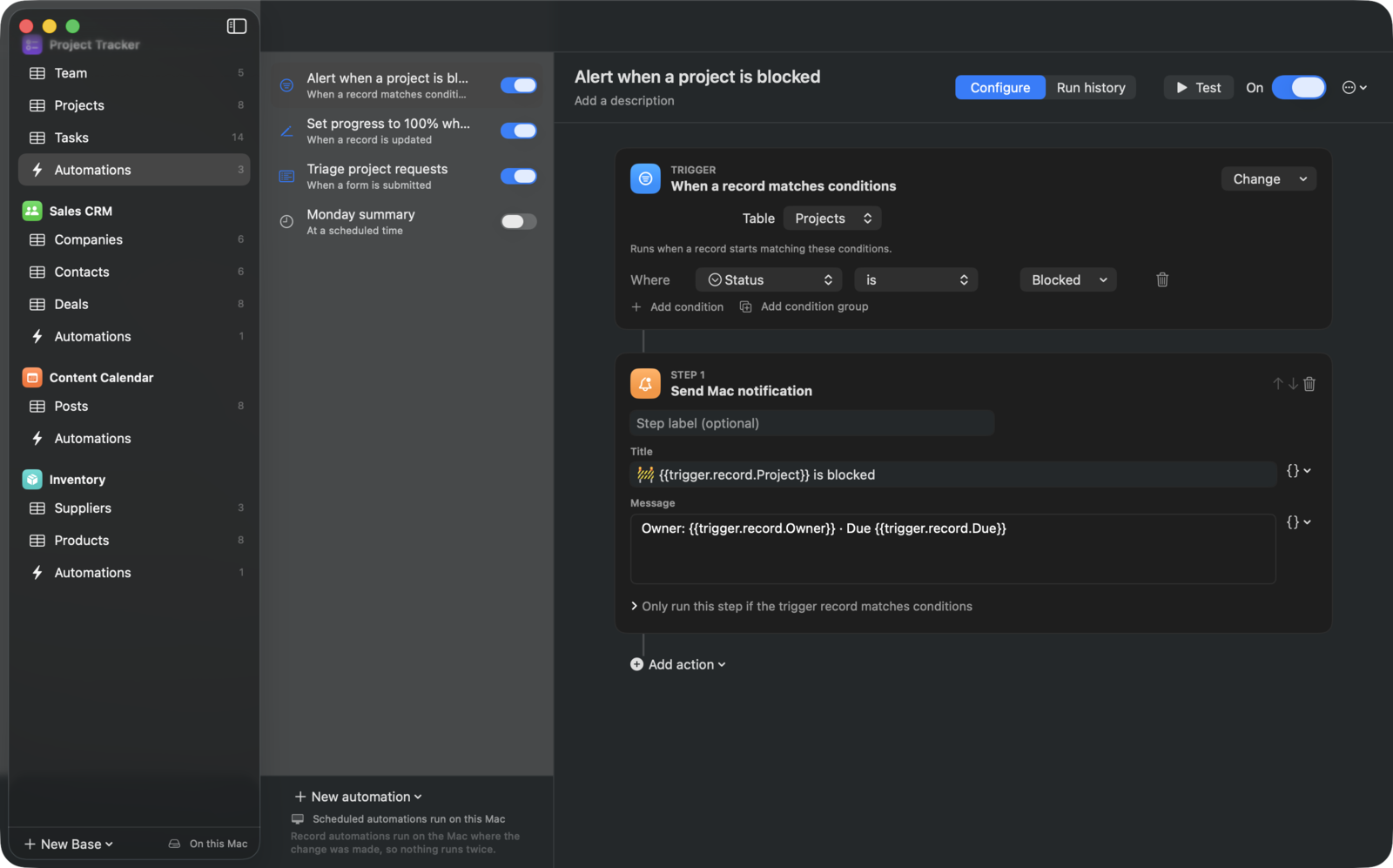 The automation editor